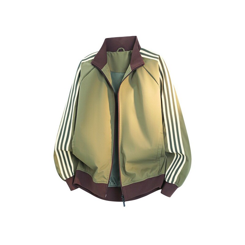 American-style striped color-block long-sleeve stand-collar cardigan sweatshirt for men and women, couple's Korean version, trendy sports jacket for spring and autumn American-style striped color-block long-sleeve stand-collar cardigan sweatshirt for men and women, couple's Korean version, trendy sports jacket for spring and autumn