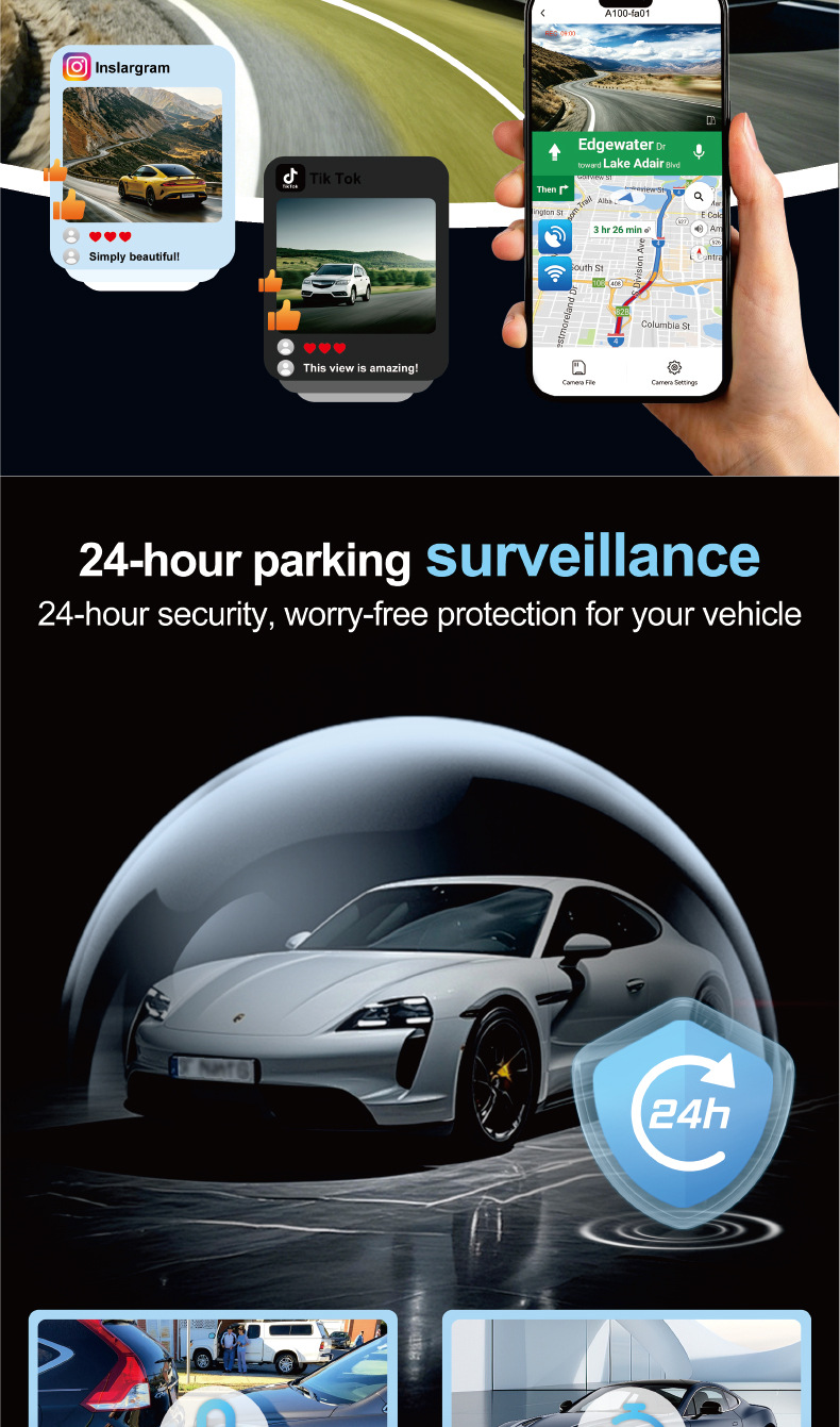Private model touch screen dashcam cross-border wholesale 4K ultra-high-definition 5G Wi-Fi high-definition dual recording GPS car camera
