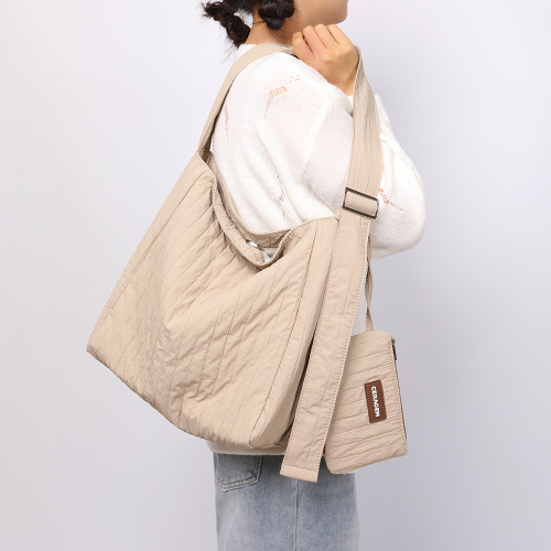 2024 summer new cross-border bag wrinkled armpit bag tote bag Korean style canvas bag large capacity shoulder bag for women