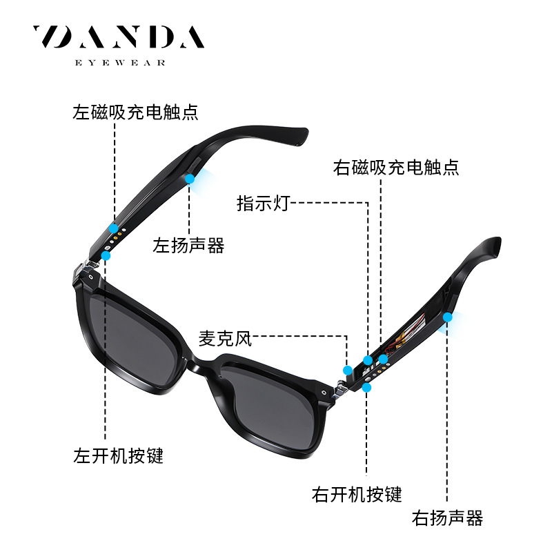 New Smart Bluetooth Glasses Driver Driving Polarized Sunglasses Switch The Front Frame To Talk And Listen To Music Sunglasses