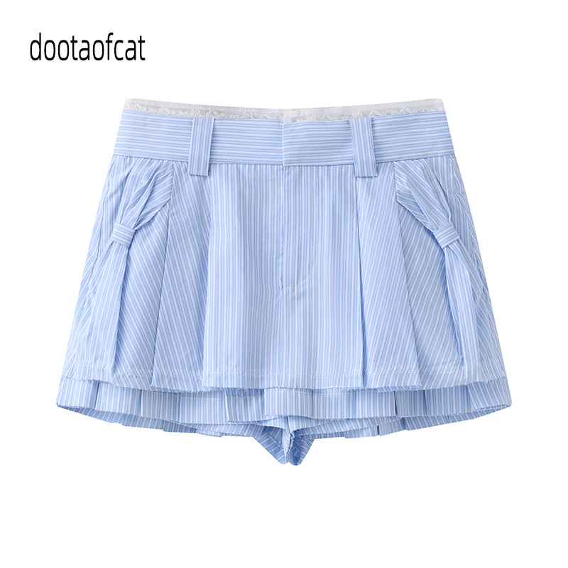 2025夏季新款韩版时尚条纹甜美A字摆半裙小个子短裙FF25X21SS005