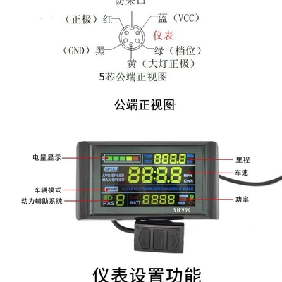 Elektromobil cihazları Instrument 26V-60V Universal Color