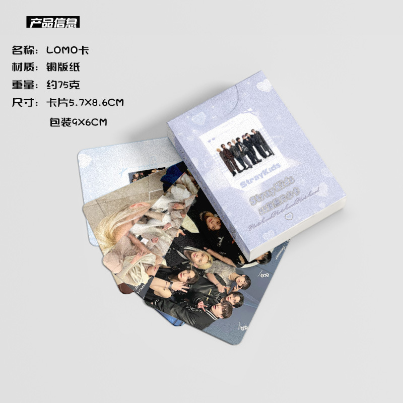 Stray Kids Mini Card Boxed 55 Pieces 57x86mm Korean Boy Group Laser Lomo Mini Postcards