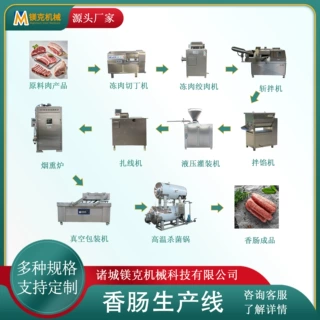 亲亲肠加工生产线 台湾烤肠气动定量扭结灌肠机 哈红肠液压灌肠机