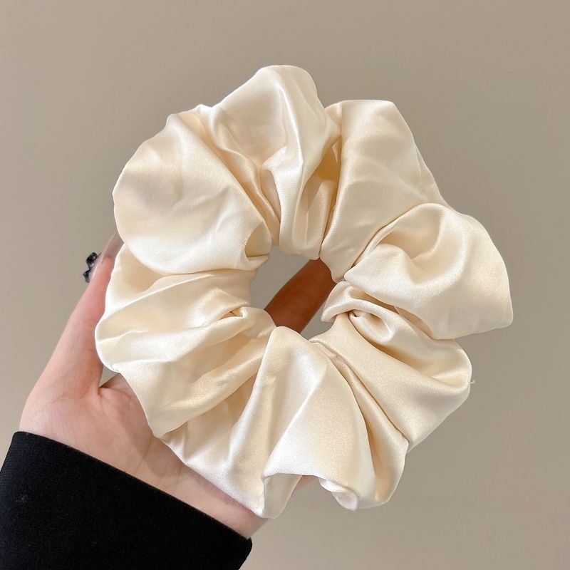 Corbata de pelo de intestino de lunares de crema grande coreana, gomas de goma de cola de caballo suaves para mujer, accesorios para el cabello de bola, accesorios para el cabello, cuerda para la cabeza