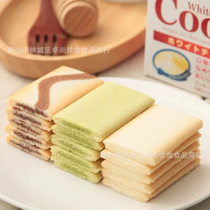 Imported Sanli Sandwich Cookies Black and White Chocolate Matcha Flavor Sandwich Cookies Egg Roll Snack Wholesale