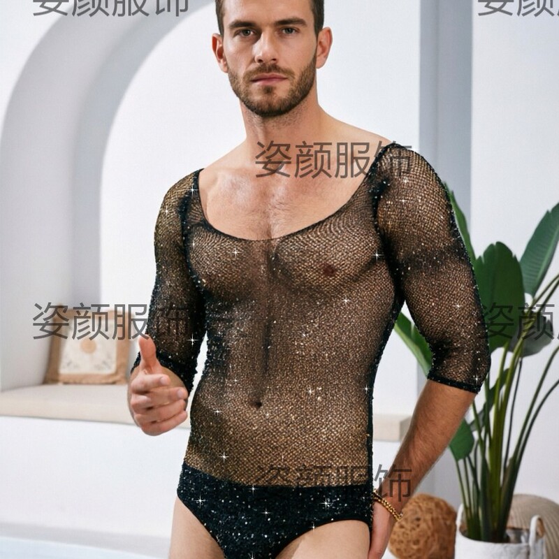 Nk029 European and American Cross-Border Seamless Starry Sky Rhinestone Sexy Lingerie Full-Body Rhinestone Sexy Mesh Clothing Shiny Bikini