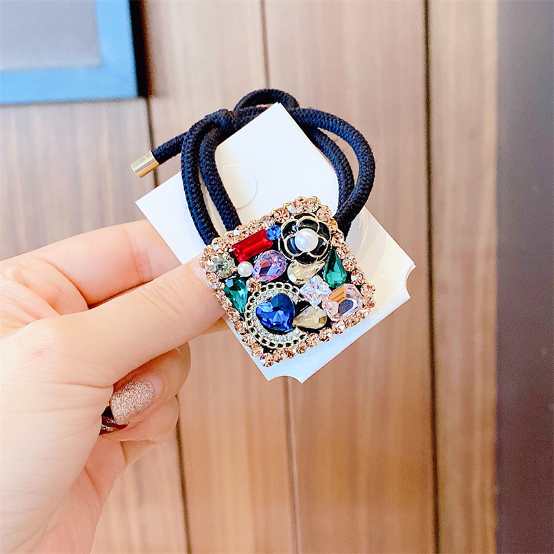 New Klein Blue High Elastic Headband Vintage Cream Bear Hair Rope Hair Accessories Female Hair Band Can Be Sent on Behalf