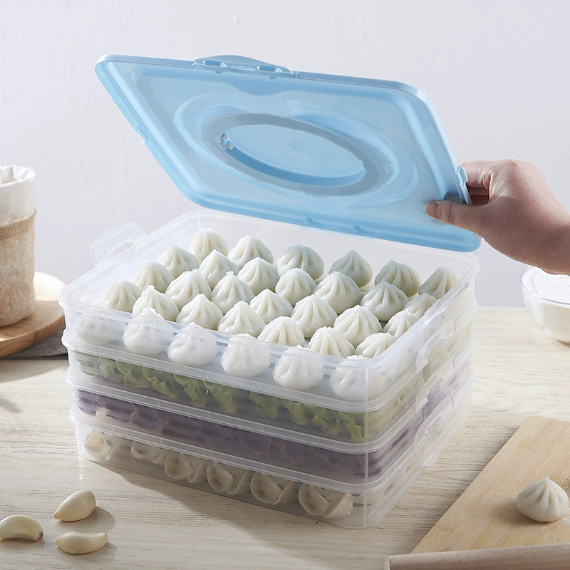 Portable unpartitioned dumpling box for household multi-layer freezing special sealed fresh wontons quick-frozen kitchen refrigerator storage