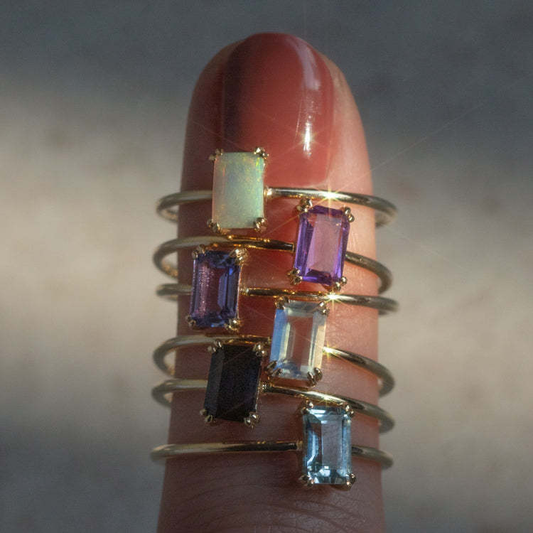 Simple Style Square Titanium Steel Plating Zircon Rings