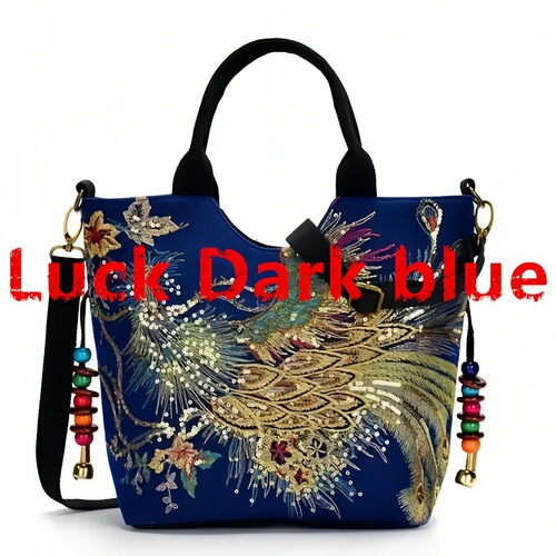 Women's Ethnic Style Crossbody Satchel Bag with Peacock Cross-border
