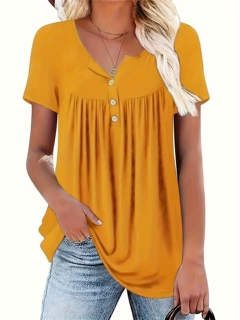 J 92015 V Neck Button Up T Shirt 卡通短袖上衣 欧美跨境