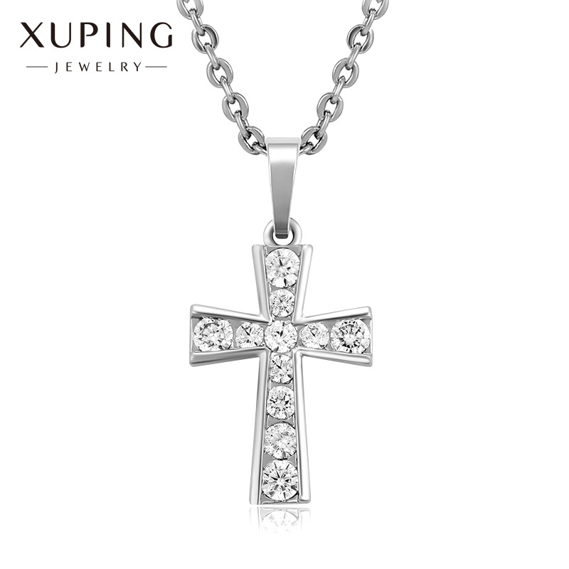 Xupin joyería Blanca Cruz con incrustaciones de circonio colgante europeo y americano personalidad simple estilo frío hombres y mujeres colgante al por mayor