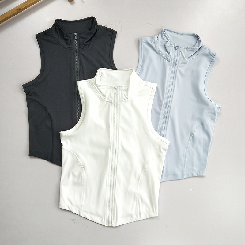 ジッパーベスト トレーニング スポーツベスト 新作 アウター ジム ランニング ヨガウェア トップス ノースリーブ Tシャツ 速乾|undefined