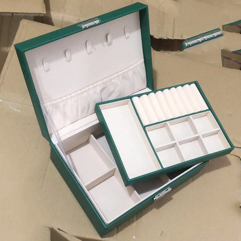 Joyería de organización de Escritorio de las mujeres de alto aspecto caja de almacenamiento portátil al por mayor Caja de joyería de anillo collar de múltiples capas hogar