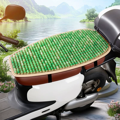 Electric Vehicle Resin Jade Sun Protection Mat Waterproof Heat Insulation Rainproof Seat Cushion Scooter Motorcycle Summer Sun Protection Seat Cushion (Electric car cushion) - emerald-green