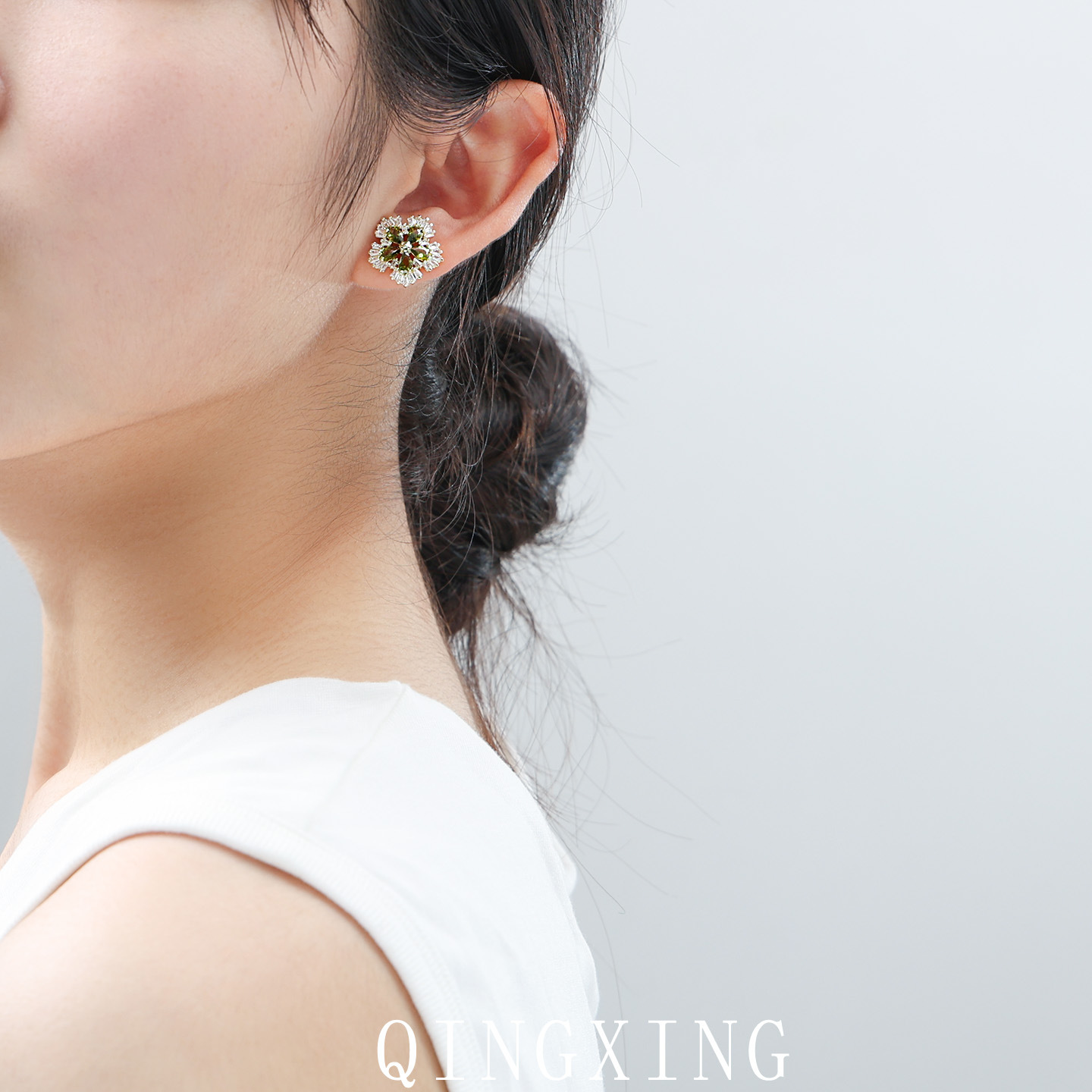 Boucles d'oreilles flocons de neige en zircon vert olive, style forêt, élégantes et polyvalentes, pour jeunes filles._voghion.com