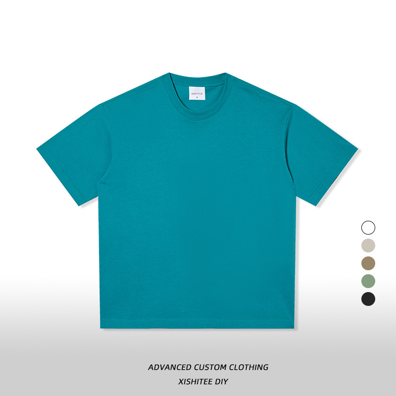 Camiseta blanca de manga corta de algodón puro para hombre, talla europea y americana extragrande de 280 g, personalizada, moderna y fresca para el verano. image 23