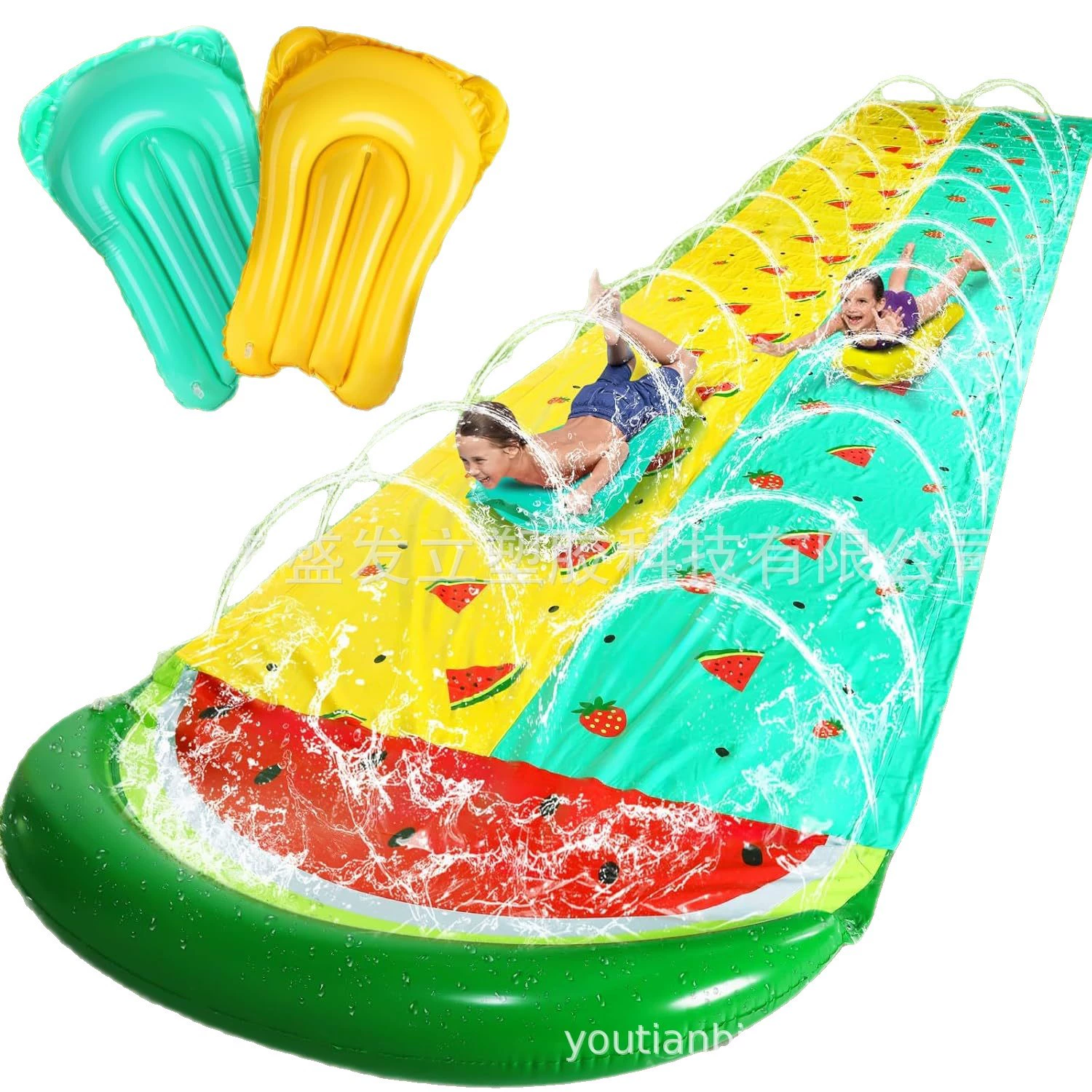 Надувной арбуз водная горка на открытом воздухе газон серфинг горка двойная горка водная струя игрушка для детей ПВХ водная горка