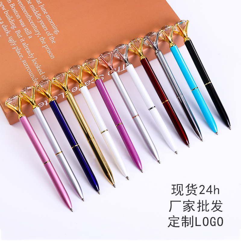 Multi-color bolígrafo gran diamante pluma fábrica al por mayor regalo de negocios de vidrio Metal bolígrafo personalizado