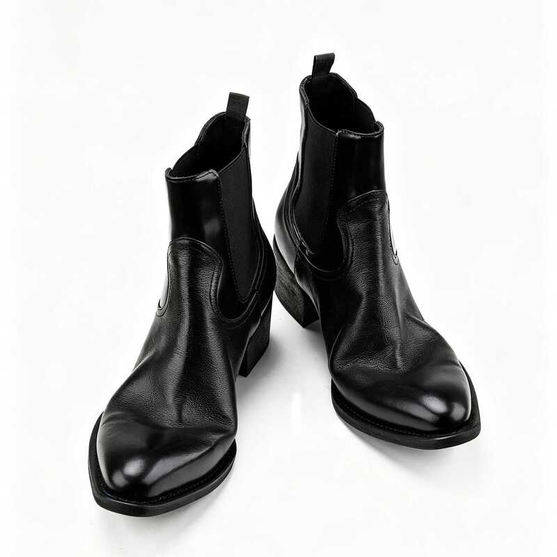 Pointed-toe Chelsea boots, men's British-style thick-soled height-increasing wizard boots, men's casual leather shoes, high-top Martin boots Pointed-toe Chelsea boots, men's British-style thick-soled height-increasing wizard boots, men's casual leather shoes, high-top Martin boots