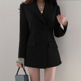 Suit Coat Women's 2025 Spring Black Tight Waist Elegant Commuter Small Suit Small All-Match Internet Celebrity