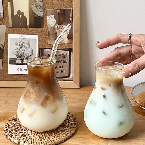 Factory supply bubble glass cups, Instagram famous coffee shop coffee cups, water cups, iced latte, American coffee cups