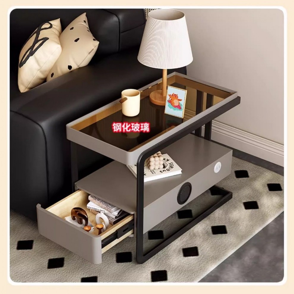 Gabinete de almacenamiento de sala de estar de lujo ligero móvil sofá de madera sólida gabinete lateral de mesa de té casero gabinete lateral de sofá gabinete lateral