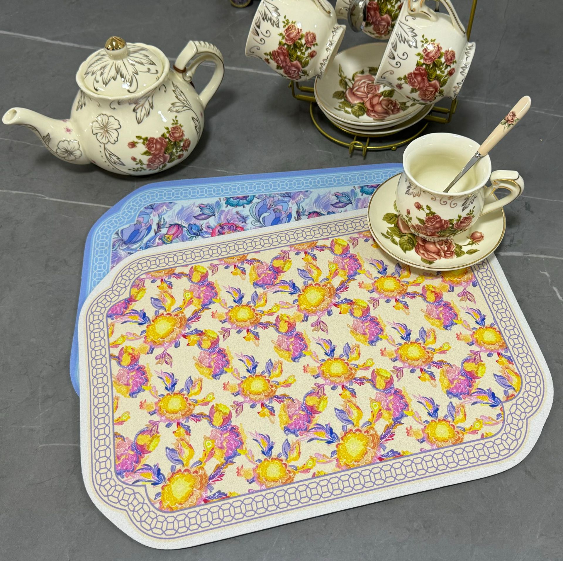 Rustic Style Soft Silica Aerogel Water Absorbent and Drainable Mat, Non-slip and Waterproof Kitchen Countertop Mat, Home Dining Mat, Heat Insulating Mat