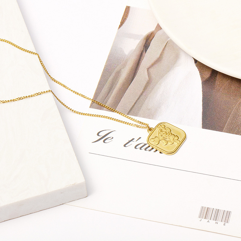 Fashion Geometric Titanium Steel Gold Plated Artificial Pearls Pendant Necklace_colorza_6