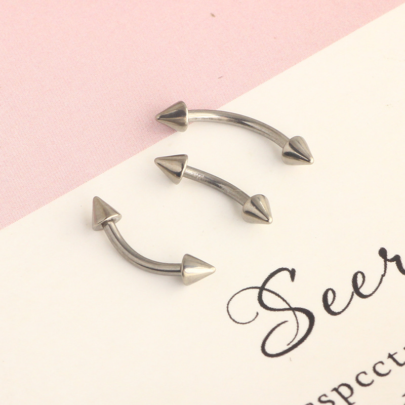 G23 Titanium Double-Ended Pointed Ball Curved Barbell C Rod Ear Stud Tongue Nail Nipple Piercing Jewelry detail image 7