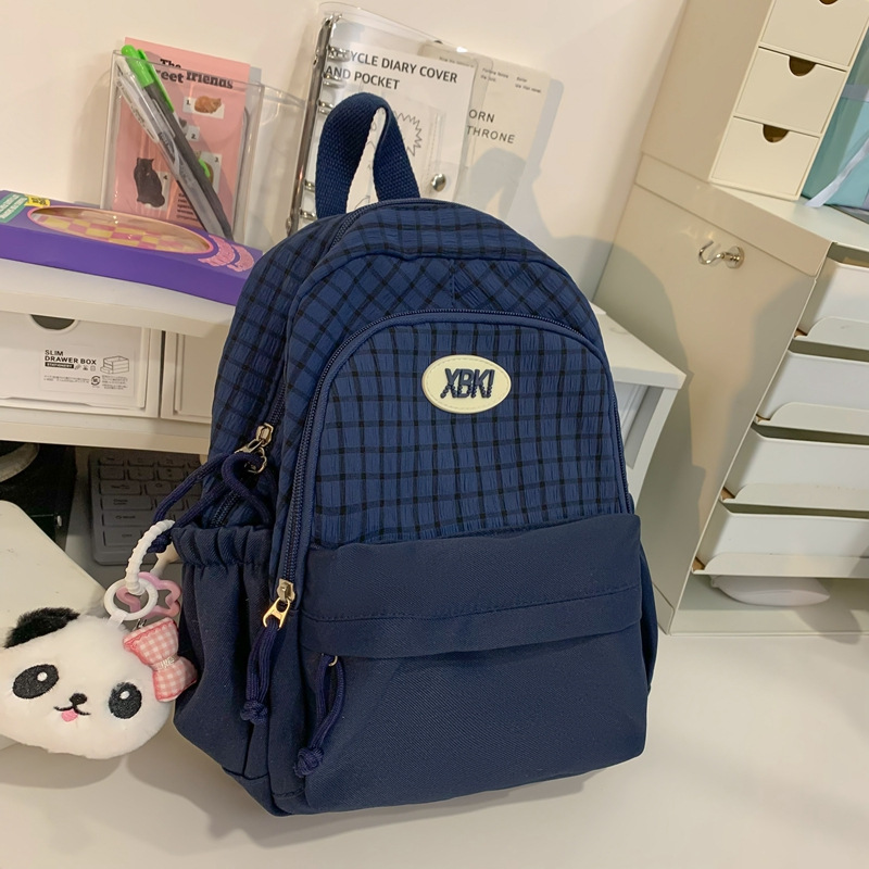 El nuevo bolso de hombro de color de choque de celosías pequeñas de varios bolsillos requiere mochilas escolares dulces y de gran capacidad, mochilas de computadora estudiantiles