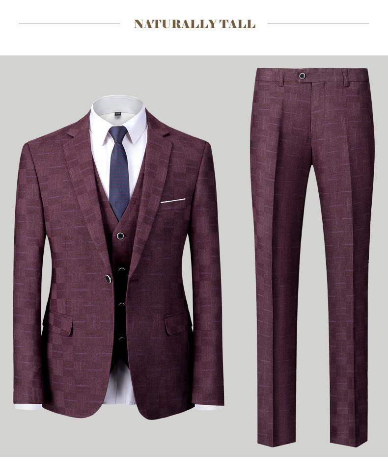Men's Clothing new plaid men's suit slim suit suit men's casual and temperament daily wedding work temperament_voghion.com