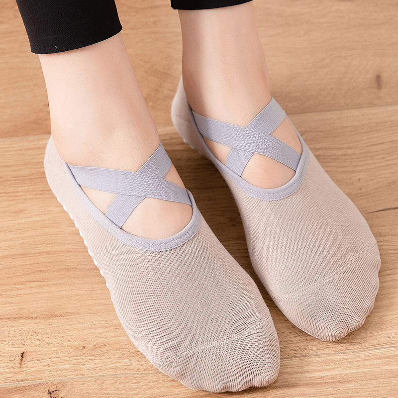 [Original auténtico] Calcetines de yoga de algodón antibacteriano para mujer, pilates antideslizantes, ejercicios de baile, trampolín, calcetines deportivos de fitness