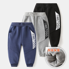 韩版裤子批发冬季童装裤子儿童加绒卫裤宝宝加厚运动裤潮一件代发