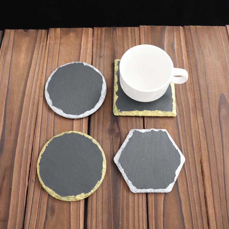 Estilo retro natural posavasos pizarra Phnom Penh whisky Coaster aislamiento roca montaña de té posavasos accesorios de tiro