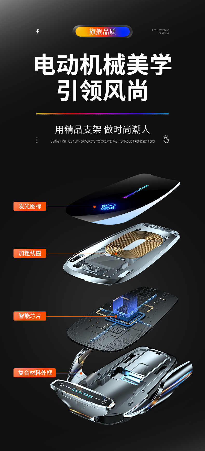 Magic Clip Q9 Car Wireless 15W Fast Charging Phone Holder Air Vent Clip Car Accessories In-Car Use