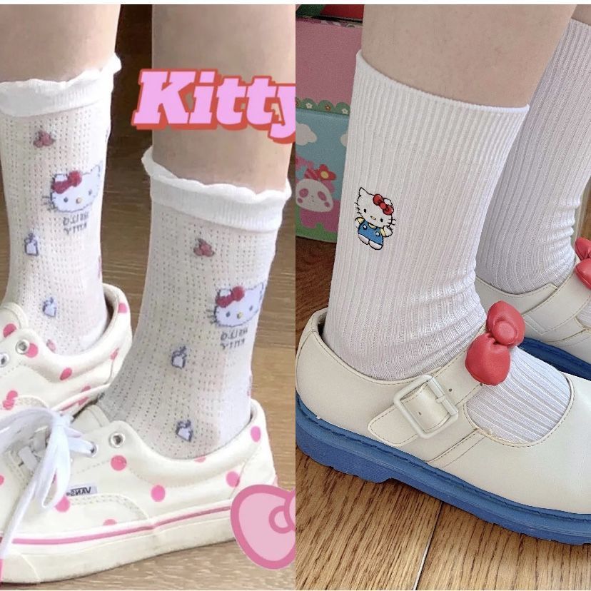 It's a beauty's socks, long breathable Hello kitty student ins cute kitty socks for women