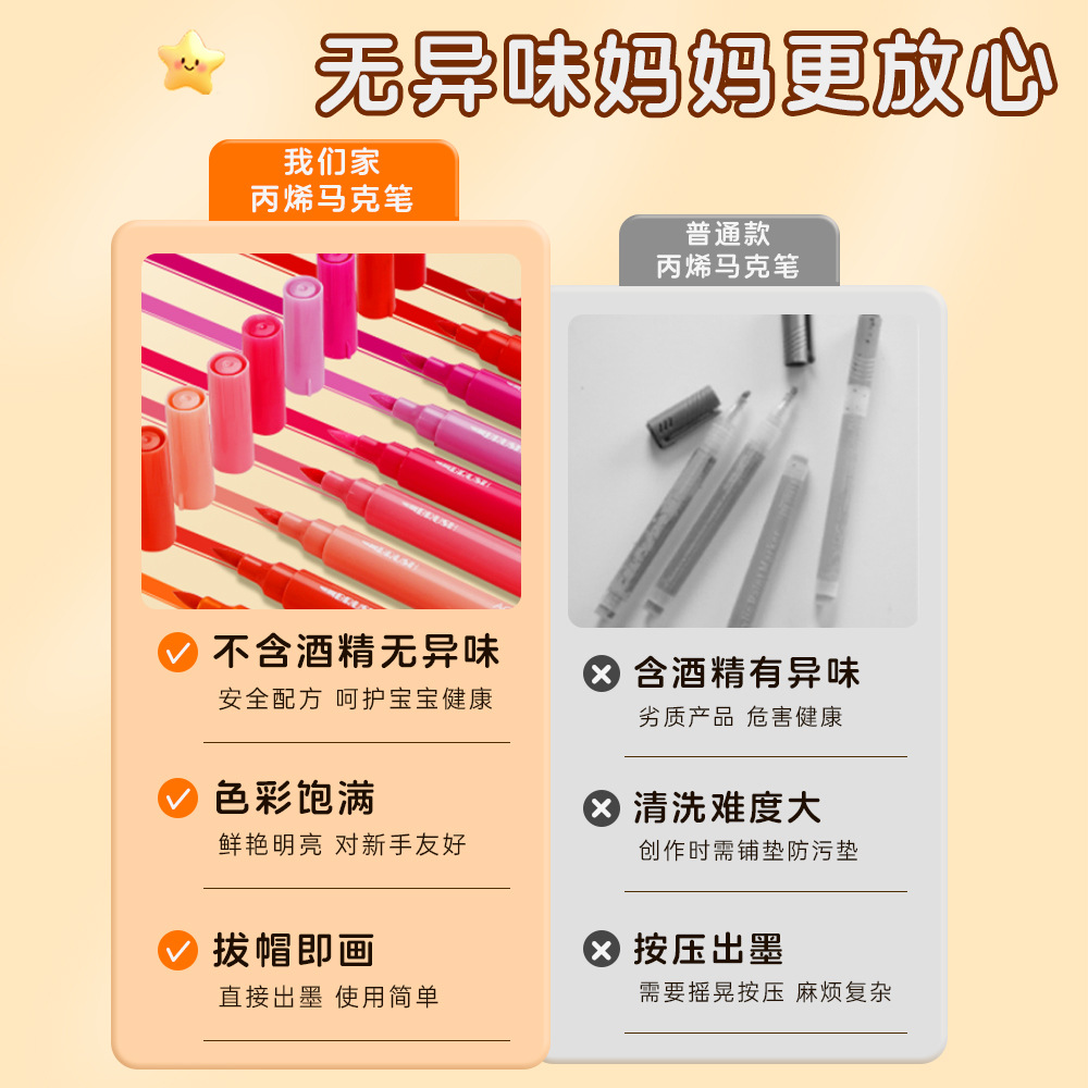 Caja plegable de cabeza blanda varilla de color acrílico marcador bolígrafo de acuarela plegable para estudiantes caja plegable pincel opaco para niños