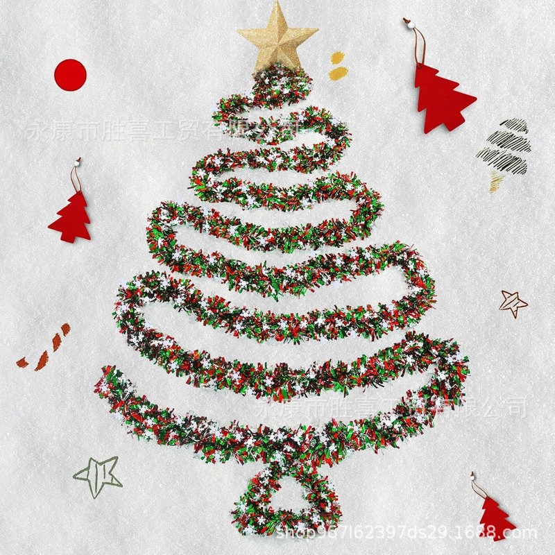 新しいクロスボーダー 2m 暗号化乳白色スノーフレーク毛羽クリスマスシーンアレンジメント装飾カラーストリップラテアートリボン|undefined