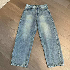 M*iss six*y杨幂同款 早秋新款 复古做旧牛仔裤100%进口土耳其棉