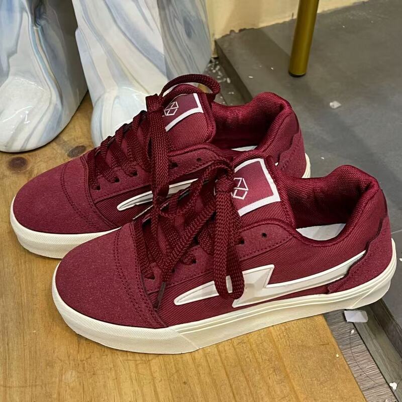 2025 New Burgundy Lightning Sneakers for Women, Spring & Fall Versatile Casual Sports Shoes, Thick Soles, Increased Breathability, Wear-Resistant and Trendy