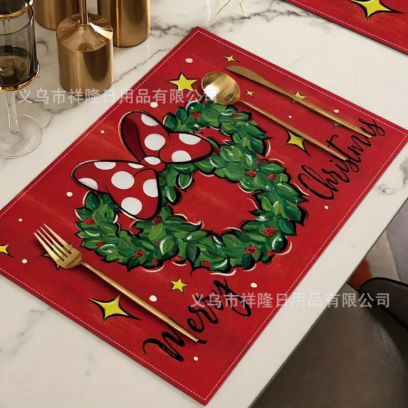アマゾンの爆発クリスマスの食事マットクリスマス雪だるま亜麻のテーブルマット雪花格子プリントの食事皿断熱マット|undefined