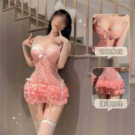 甜蜜蜜蕾丝性感吊带胸垫高级感钢托聚拢法式纯欲樱桃蛋糕裙
