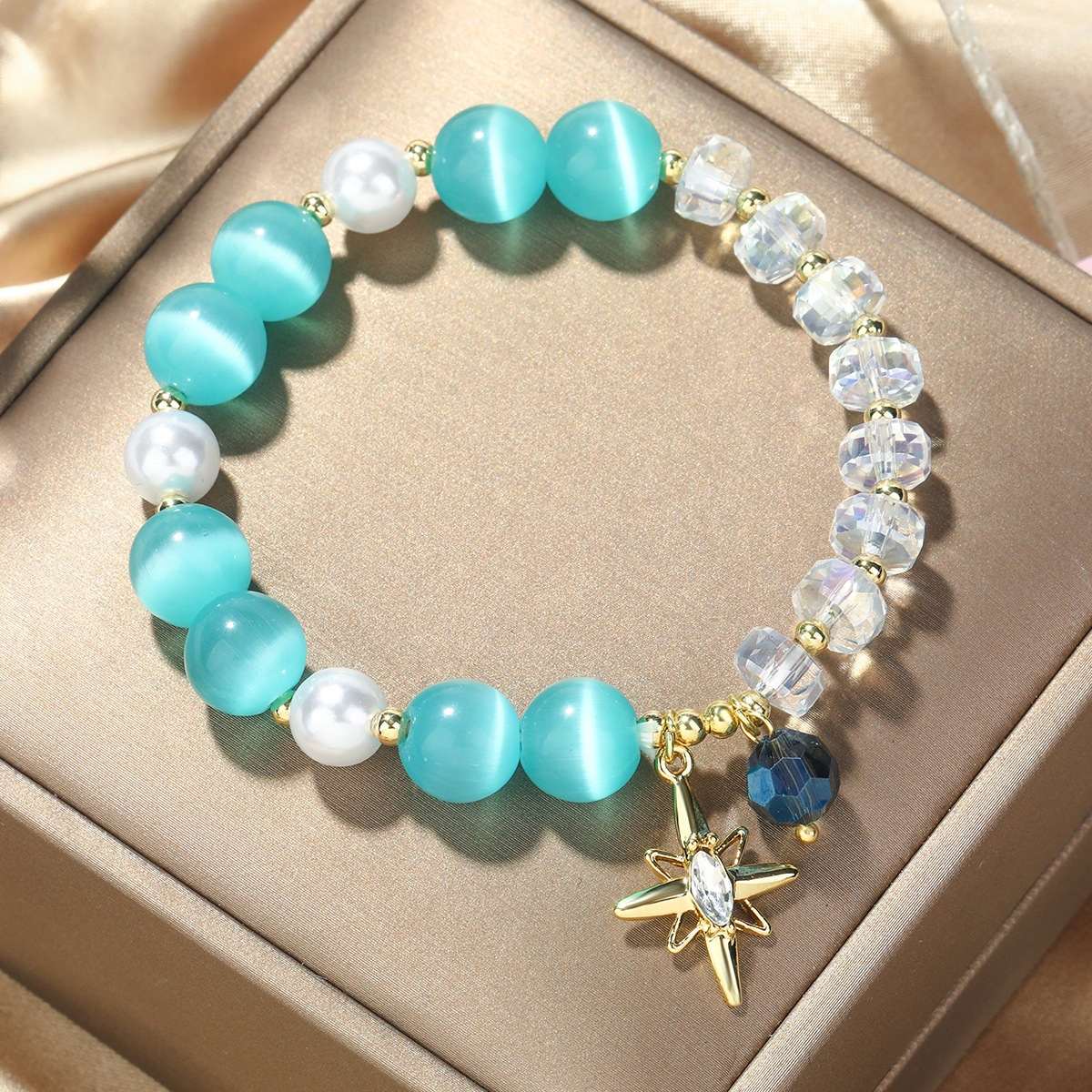 Fashion New Blue Color Opal Crystal Star Beads Bracelet display picture 2