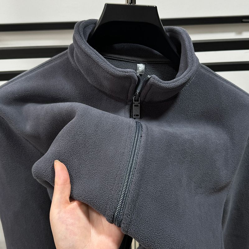 Velvet warm jacket with zipper