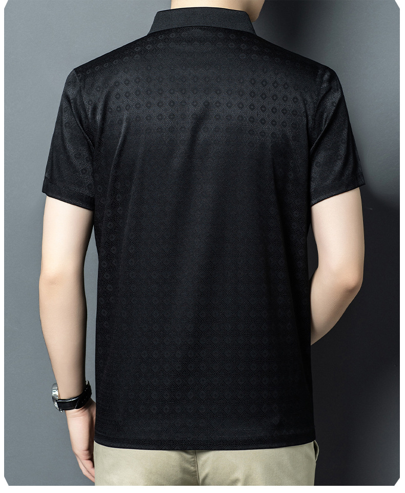 Áo polo nam tay ngắn lụa Mulberry Silk cao cấp mùa hè — Trắng HT2587 chi tiết 12