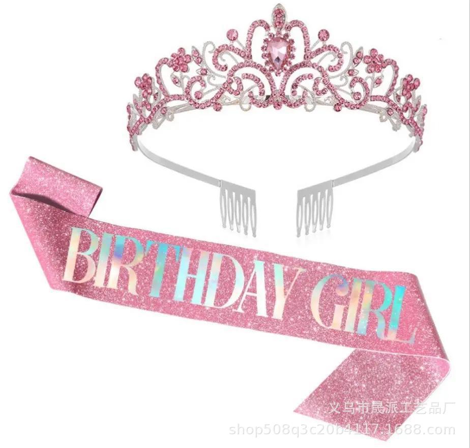 Nuevo cumpleaños reina corona ceremonial cinturón traje