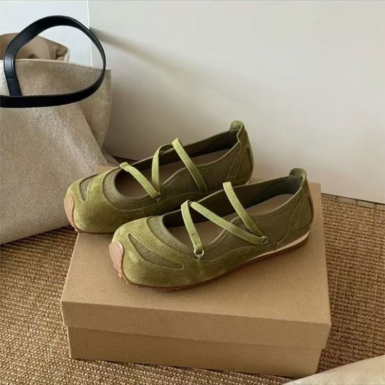 Zapatos cruzados retrógrados Mary Jane nuevos pedales de verano y otoño 2026 versátiles zapatos de ballet suaves zapatos casuales