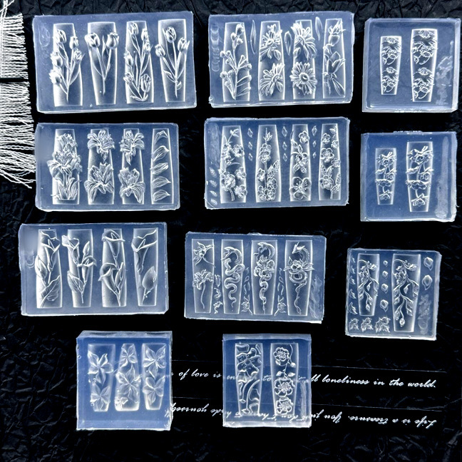 [Cross-Border Hot Sale] New Floral Tulip Ice Flower Sunflower Lily DIY High-Transparency Nail Art Mold